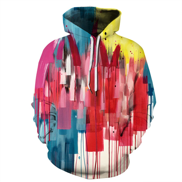 Hot 3D Color Ink Art Digital Printing Couples Hooded Sweater Loose Casual Autumn