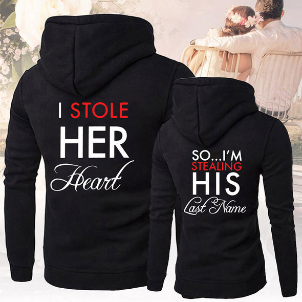 2021 couple outfit stole her heart print hooded couple sweatshirt