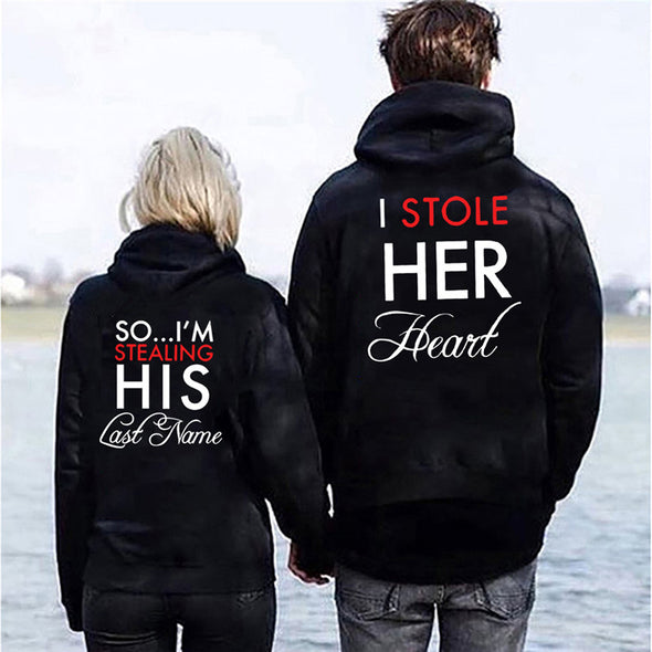 2021 couple outfit stole her heart print hooded couple sweatshirt