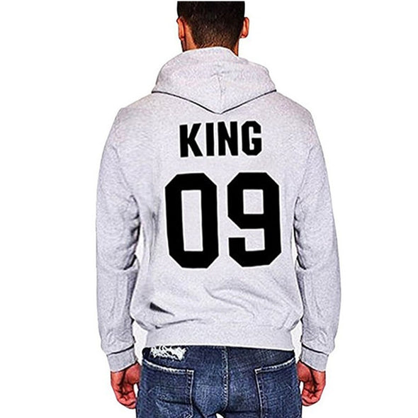 2021 QUEEN KING Printed Hooded Long Sleeved Couples Loose Pullover Sweater