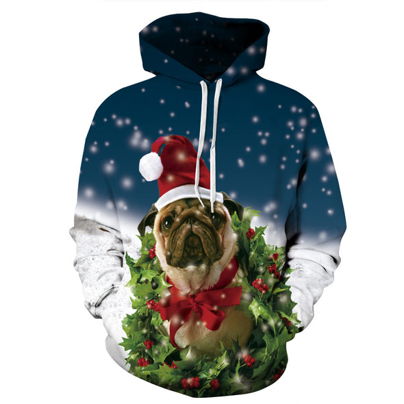 Fashion blue starry sky digital printing hooded sweater European and American new products autumn and winter couples jacket