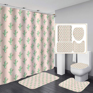 Palm Leaf Shower Curtain Set,Exotic Rainforest Banana Leaf Bathroom Curtain Set with 12 Hooks